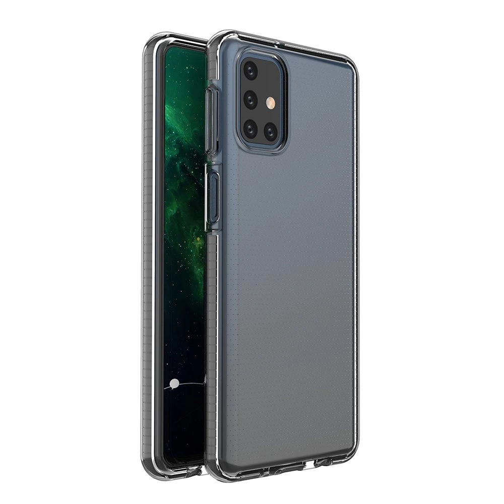 Spring Case clear TPU gel protective cover with colorful frame for Samsung Galaxy M51 blackeng
