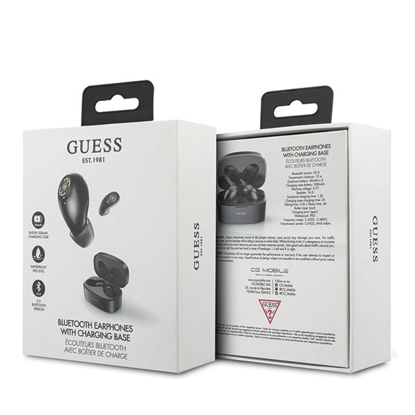 Guess GUTWSJL4GBK TWS Bluetooth headphones + black/black 4G docking stationeng