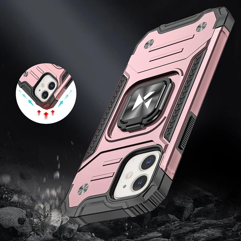 Wozinsky Ring Armor Case Kickstand Tough Rugged Cover for iPhone 12 mini pinkeng