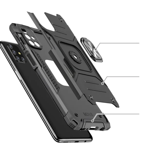 Wozinsky Ring Armor Case Kickstand Tough Rugged Cover for Samsung Galaxy M31s silvereng