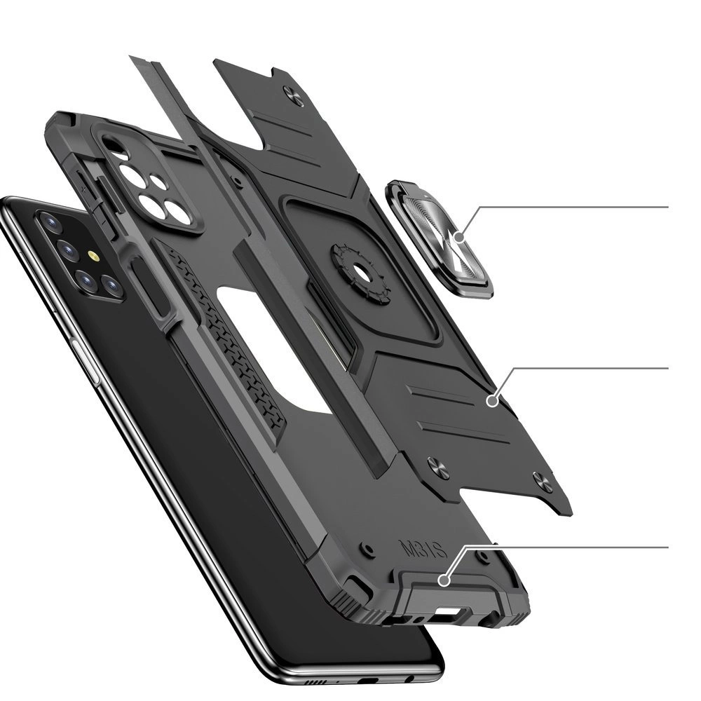 Wozinsky Ring Armor Case Kickstand Tough Rugged Cover for Samsung Galaxy M31s silvereng