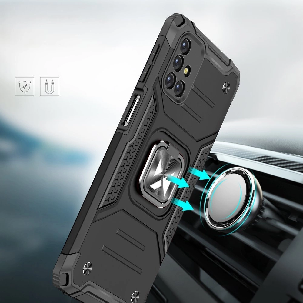 Wozinsky Ring Armor Case Kickstand Tough Rugged Cover for Samsung Galaxy M31s silvereng