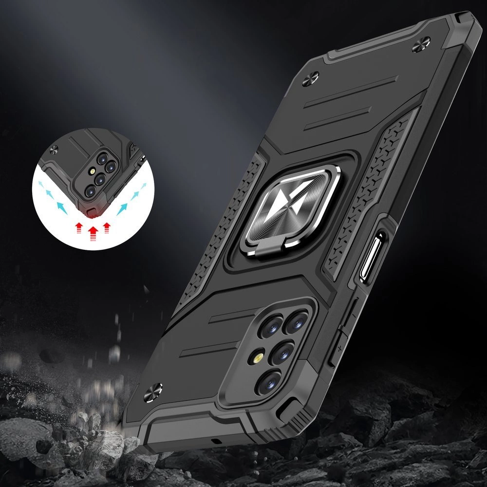 Wozinsky Ring Armor Case Kickstand Tough Rugged Cover for Samsung Galaxy M31s silvereng