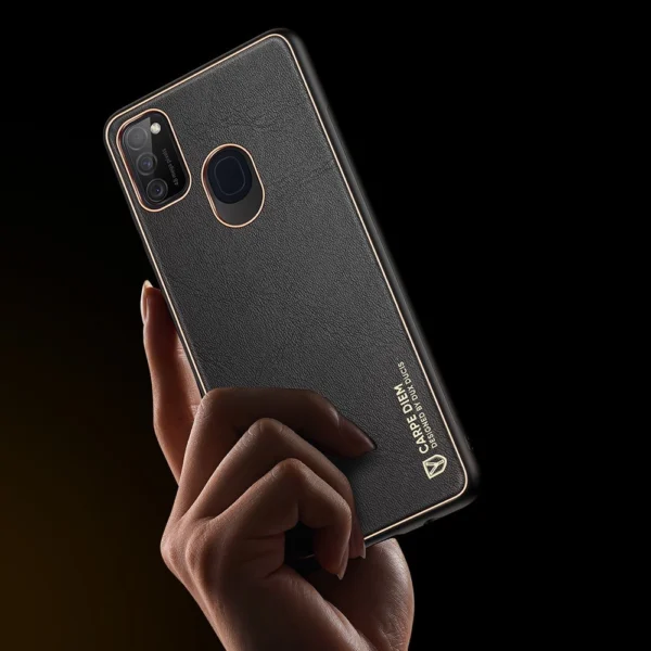 Dux Ducis Yolo elegant case made of soft TPU and PU leather for Samsung Galaxy M30s blackeng