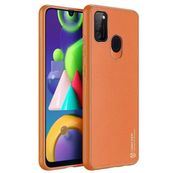 Dux Ducis Yolo elegant case made of soft TPU and PU leather for Samsung Galaxy M30s orangeeng