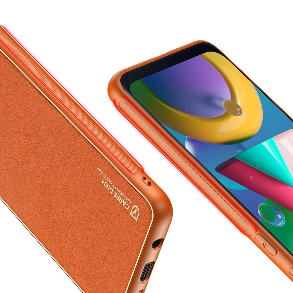 Dux Ducis Yolo elegant case made of soft TPU and PU leather for Samsung Galaxy M30s orangeeng
