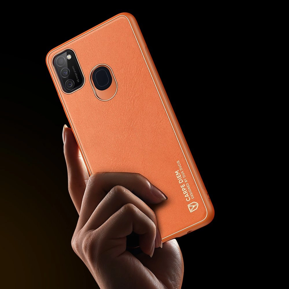 Dux Ducis Yolo elegant case made of soft TPU and PU leather for Samsung Galaxy M30s orangeeng