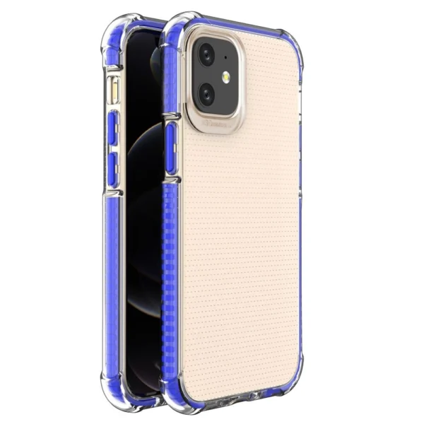 Spring Armor clear TPU gel rugged protective cover with colorful frame for iPhone 12 mini blueeng
