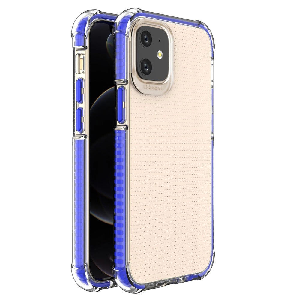 Spring Armor clear TPU gel rugged protective cover with colorful frame for iPhone 12 mini blueeng
