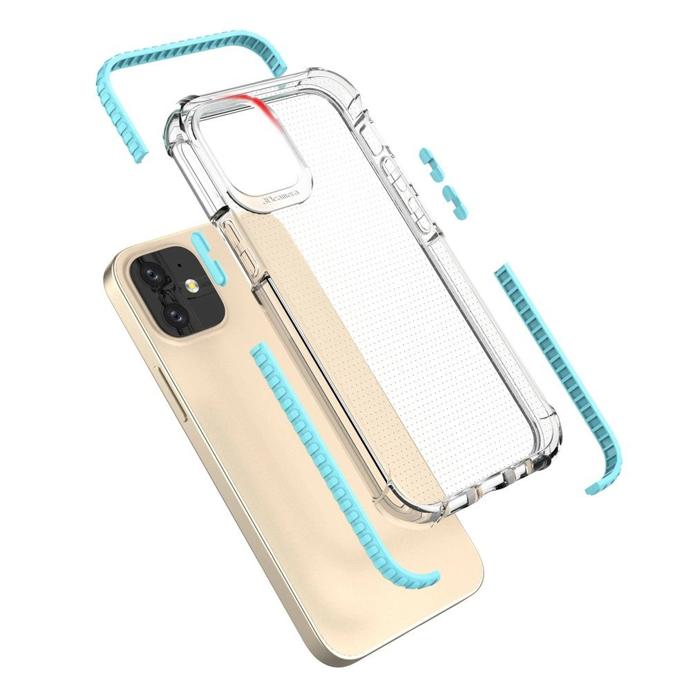 Spring Armor clear TPU gel rugged protective cover with colorful frame for iPhone 12 mini blueeng