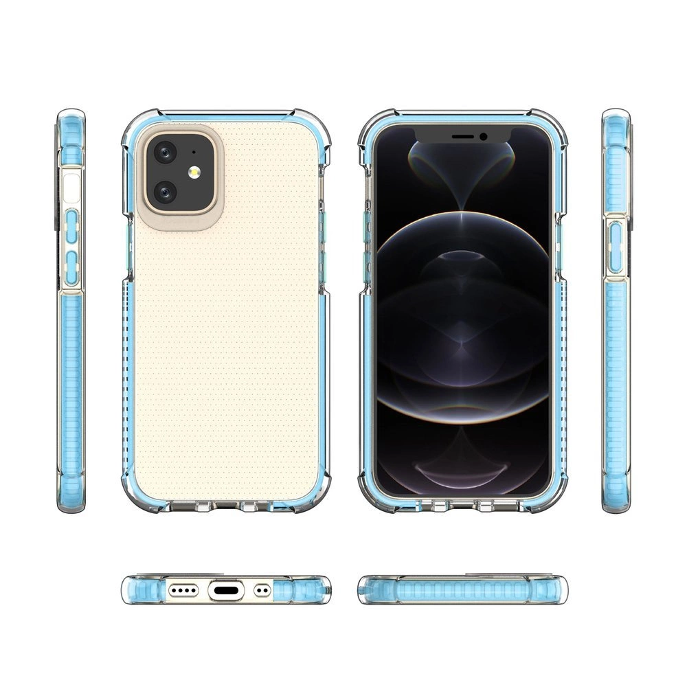 Spring Armor clear TPU gel rugged protective cover with colorful frame for iPhone 12 mini blueeng