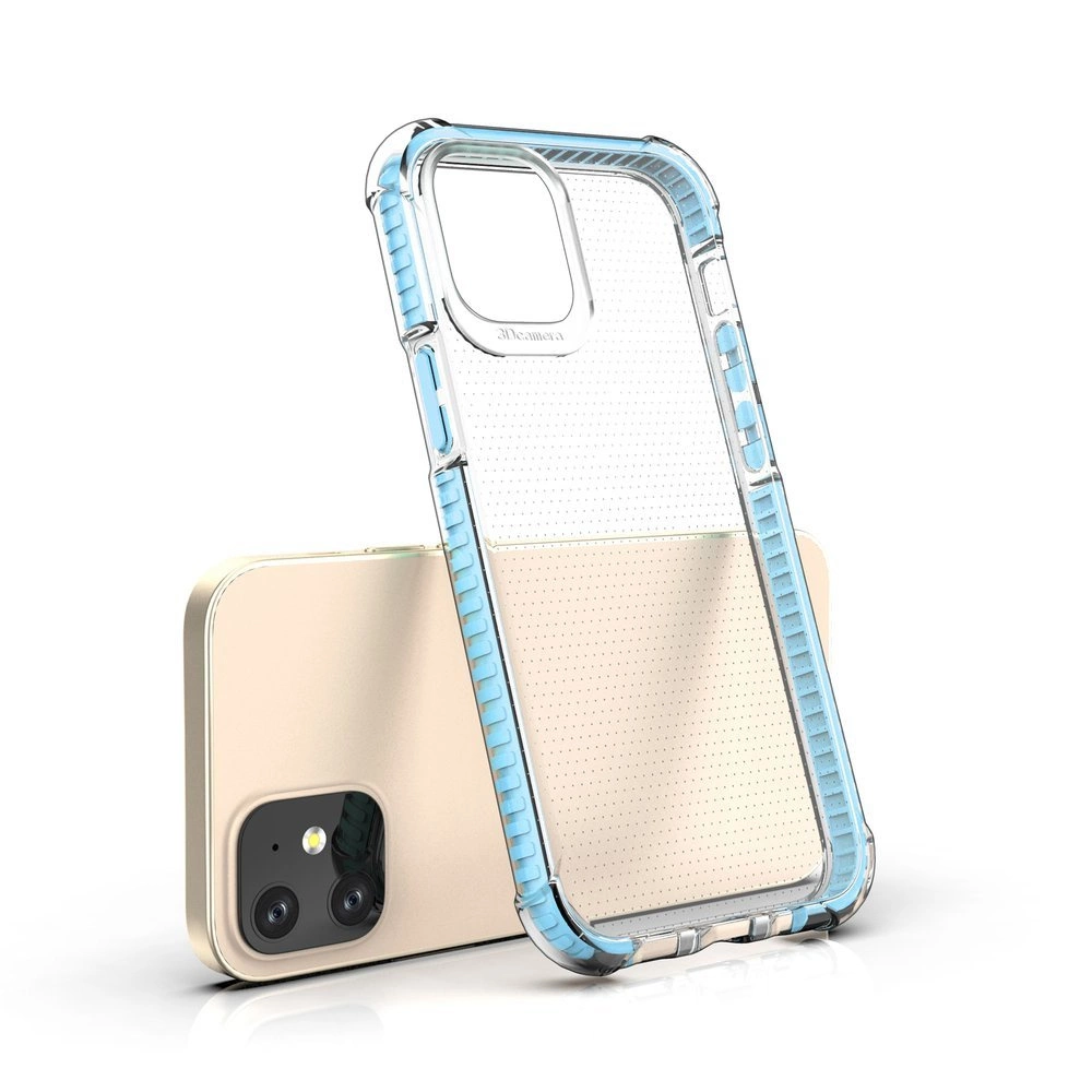 Spring Armor clear TPU gel rugged protective cover with colorful frame for iPhone 12 mini blueeng