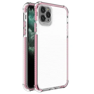 Spring Armor clear TPU gel rugged protective cover with colorful frame for iPhone 11 Pro Max pinkeng