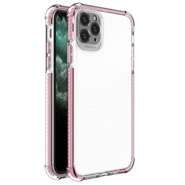 Spring Armor clear TPU gel rugged protective cover with colorful frame for iPhone 11 Pro Max pinkeng
