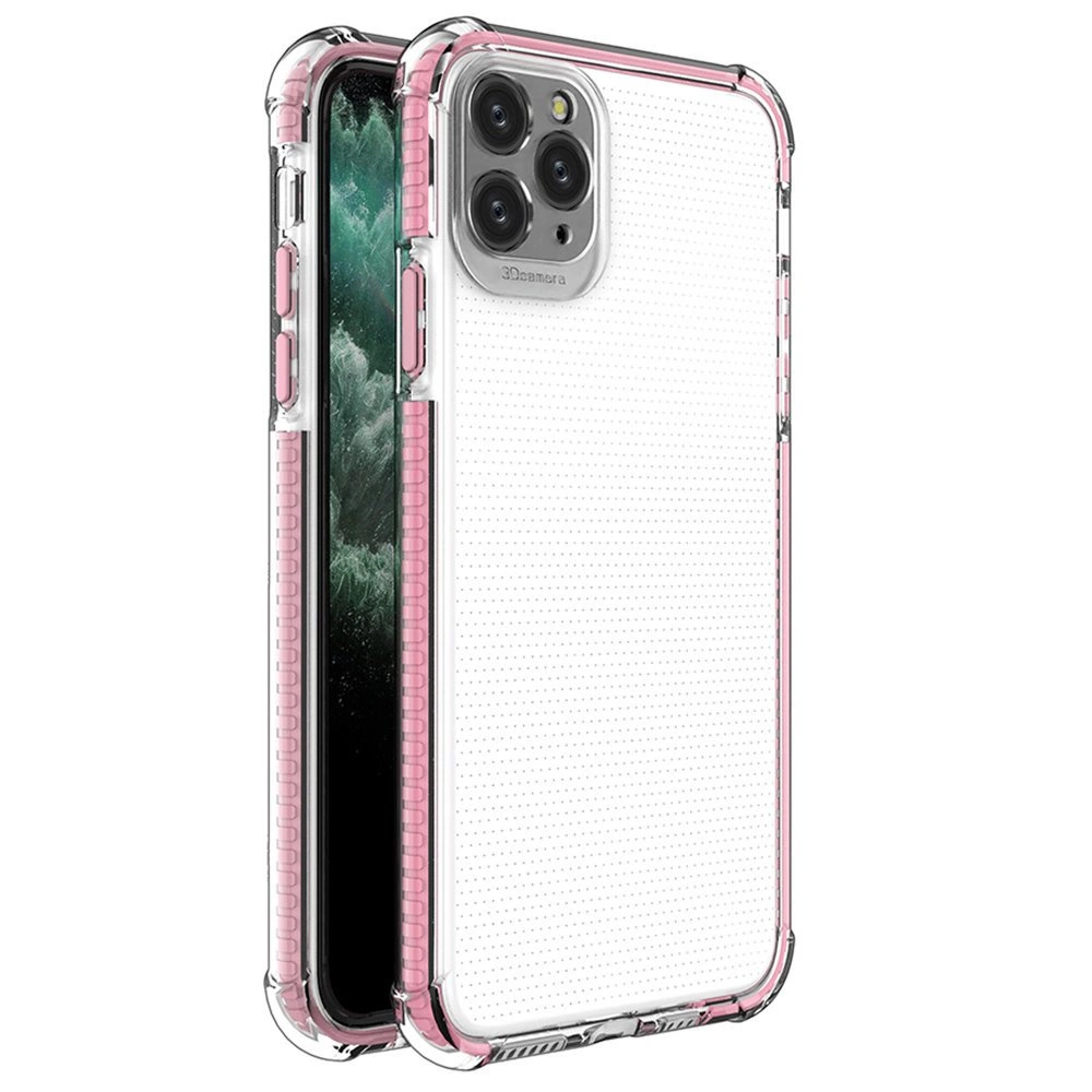 Spring Armor clear TPU gel rugged protective cover with colorful frame for iPhone 11 Pro Max pinkeng
