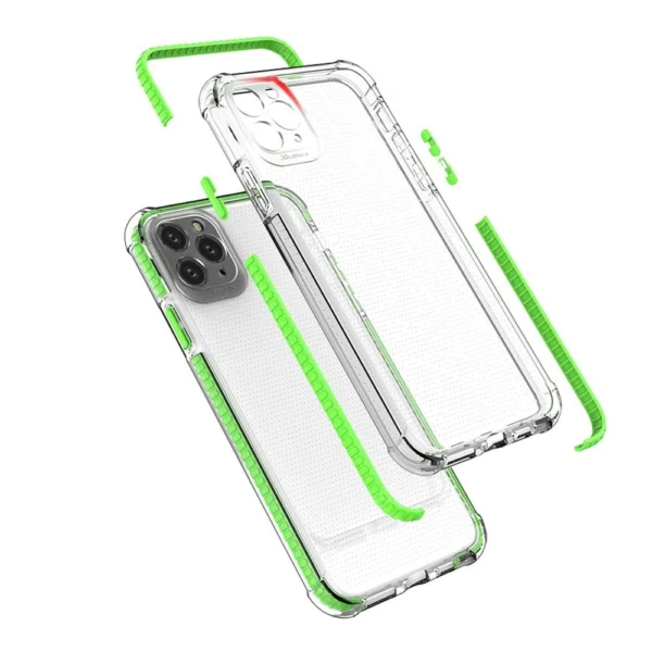 Spring Armor clear TPU gel rugged protective cover with colorful frame for iPhone 11 Pro Max pinkeng