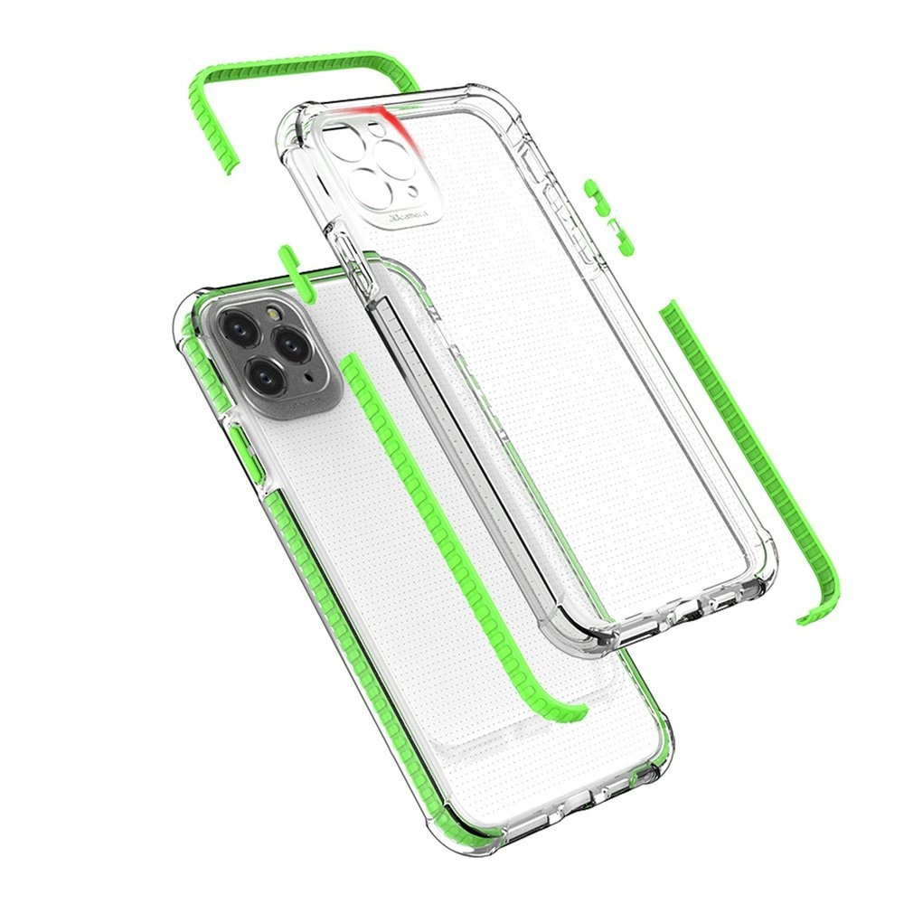 Spring Armor clear TPU gel rugged protective cover with colorful frame for iPhone 11 Pro Max pinkeng