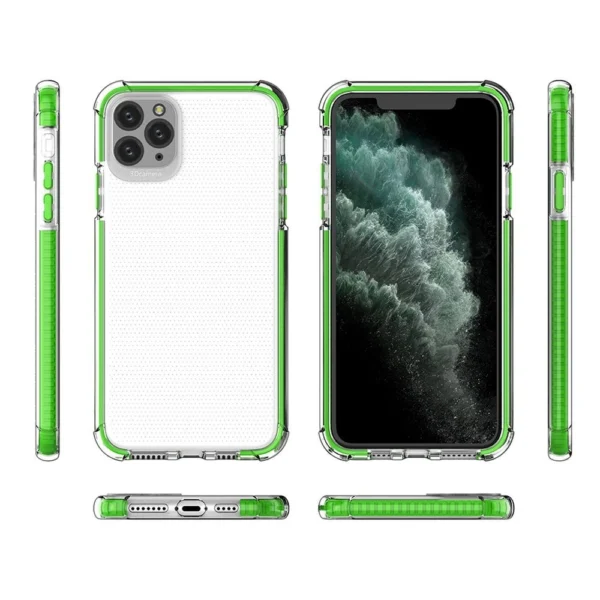 Spring Armor clear TPU gel rugged protective cover with colorful frame for iPhone 11 Pro Max pinkeng