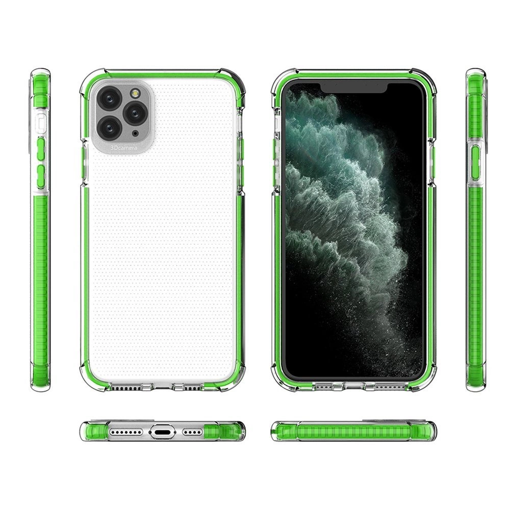 Spring Armor clear TPU gel rugged protective cover with colorful frame for iPhone 11 Pro Max pinkeng