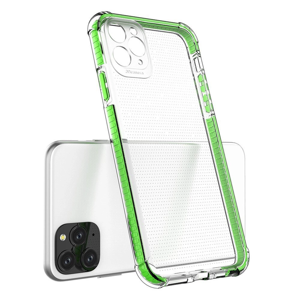 Spring Armor clear TPU gel rugged protective cover with colorful frame for iPhone 11 Pro Max pinkeng