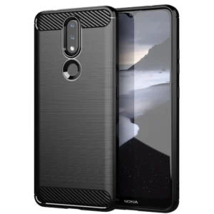 Carbon Case Flexible Cover TPU Case for Nokia 2.4 blackeng