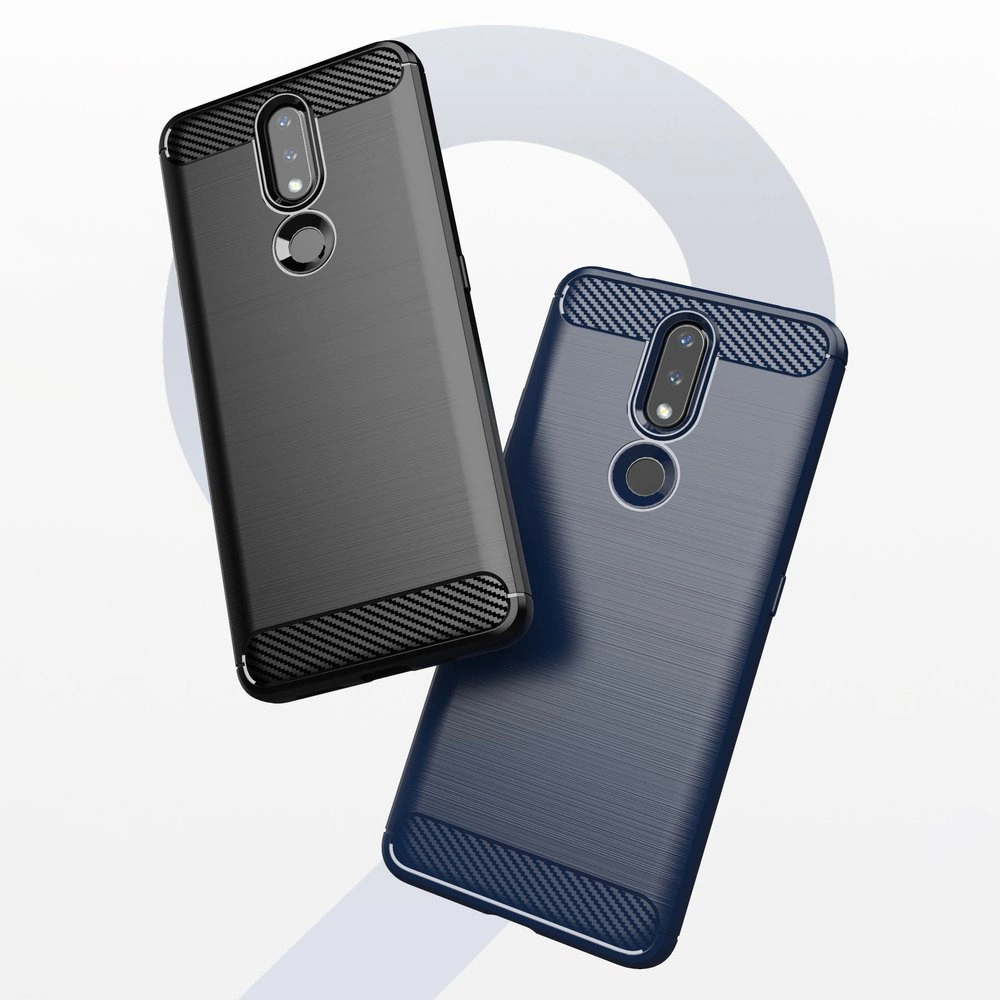 Carbon Case Flexible Cover TPU Case for Nokia 2.4 blackeng
