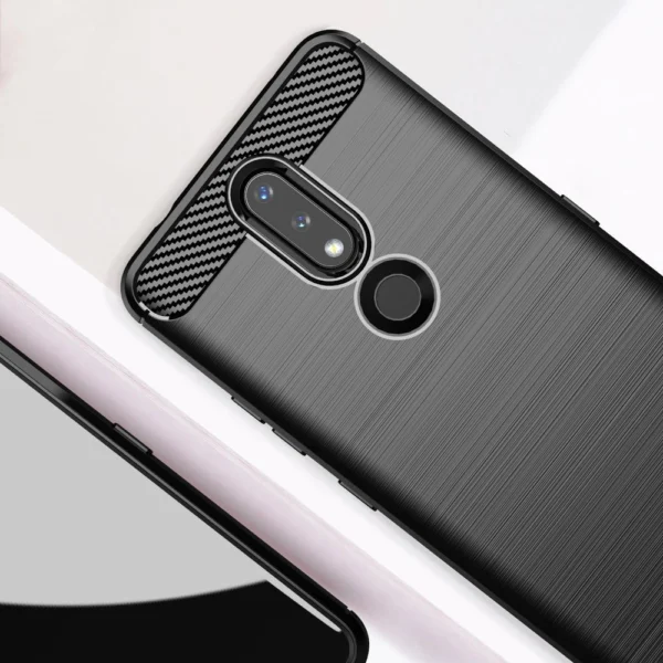 Carbon Case Flexible Cover TPU Case for Nokia 2.4 blackeng