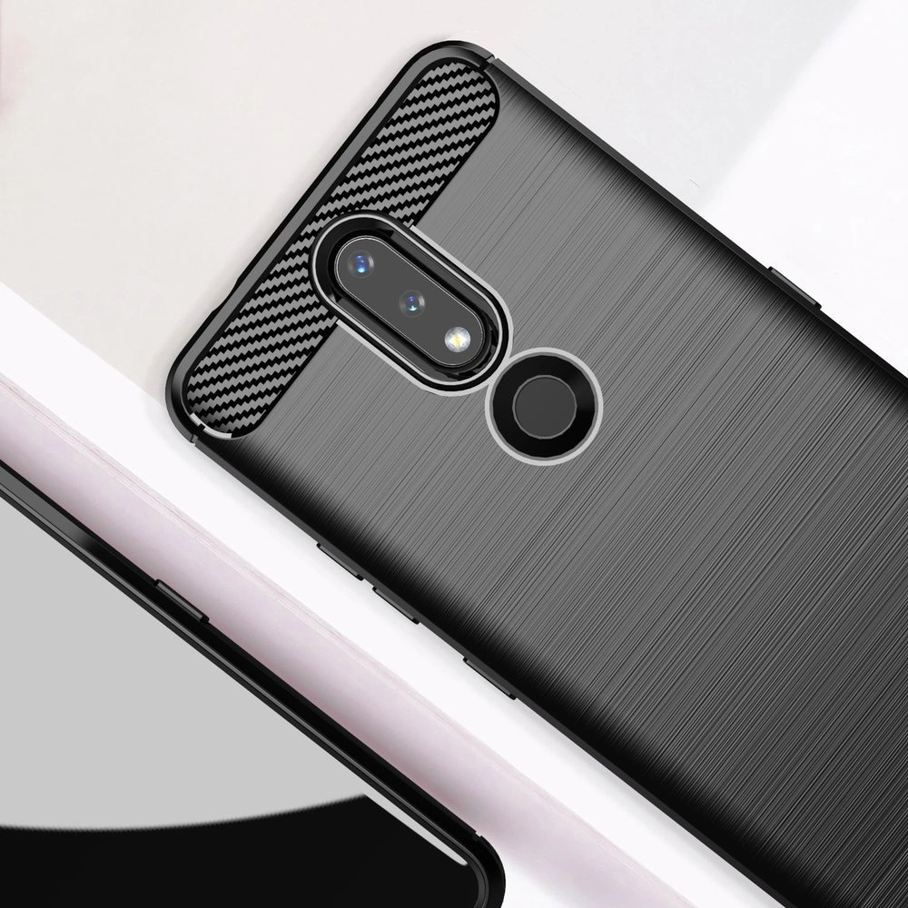 Carbon Case Flexible Cover TPU Case for Nokia 2.4 blackeng