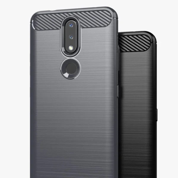 Carbon Case Flexible Cover TPU Case for Nokia 2.4 blackeng