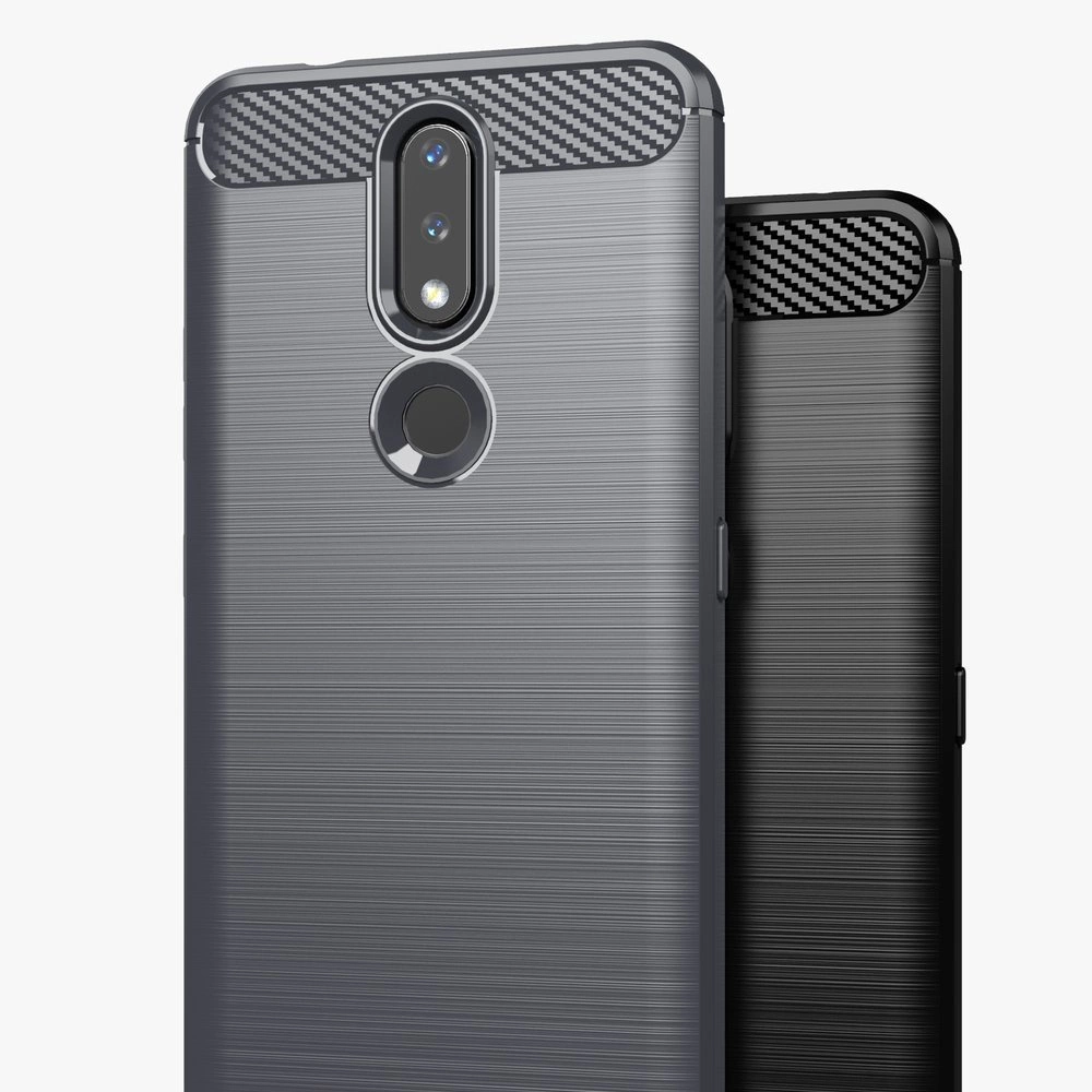Carbon Case Flexible Cover TPU Case for Nokia 2.4 blackeng