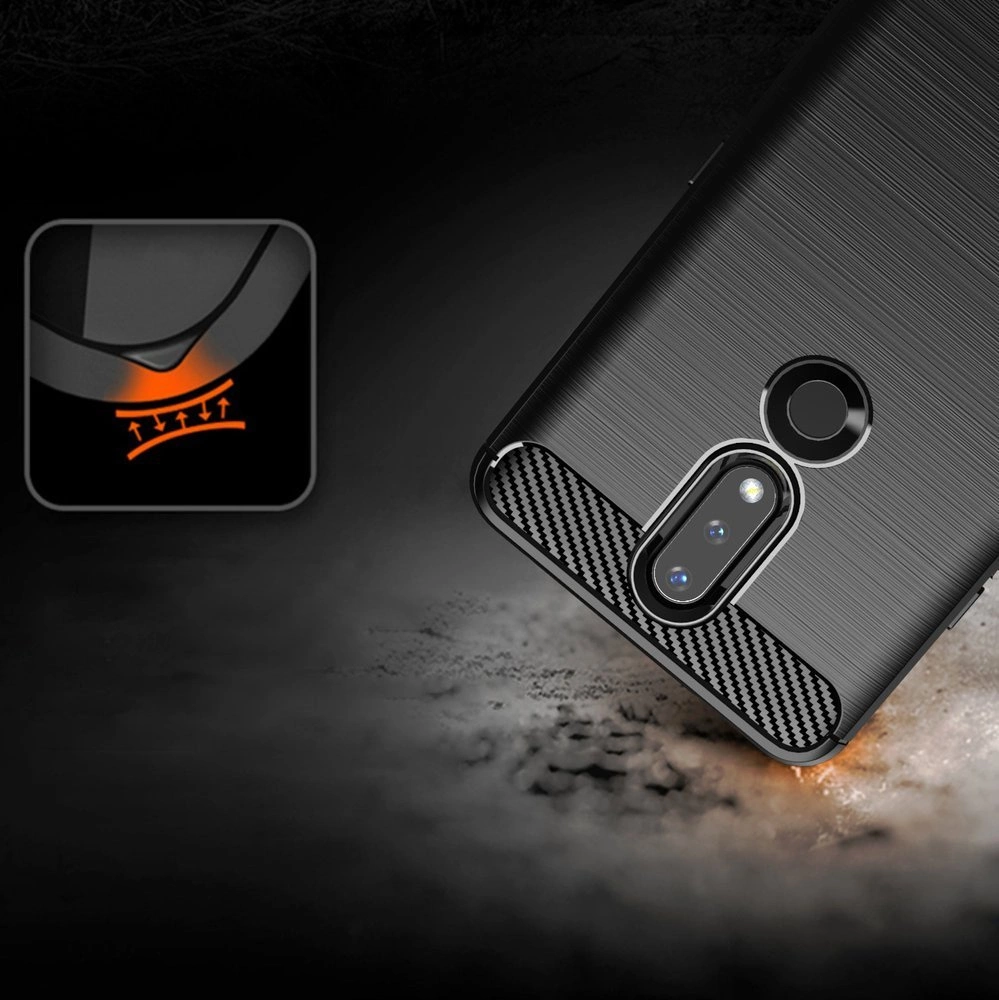Carbon Case Flexible Cover TPU Case for Nokia 2.4 blackeng