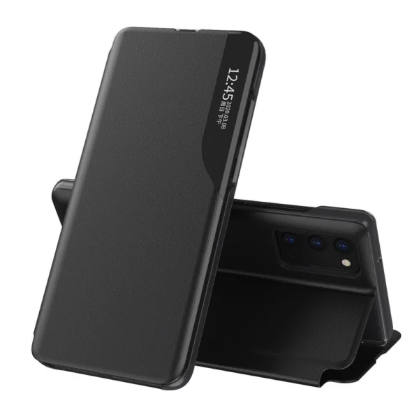 Eco Leather View Case elegant bookcase type case with kickstand for Samsung Galaxy A02s EU blackeng