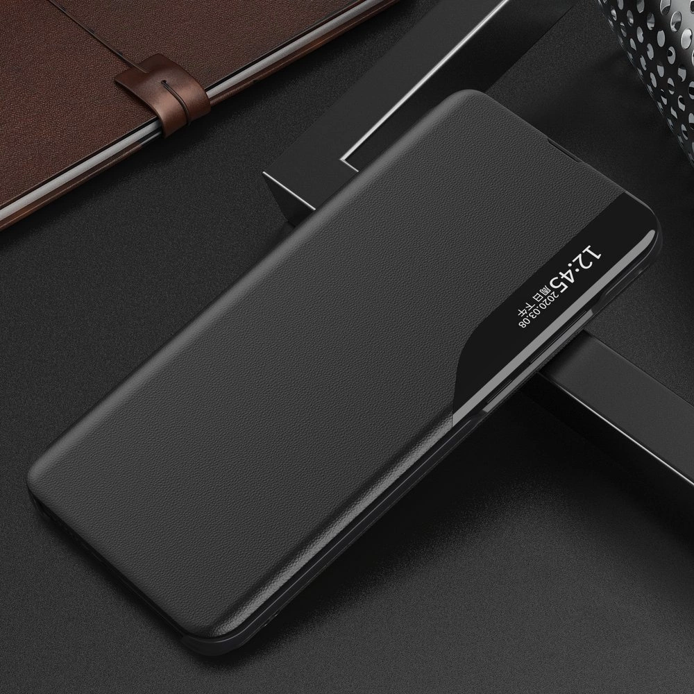Eco Leather View Case elegant bookcase type case with kickstand for Samsung Galaxy A02s EU blackeng