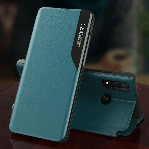 Eco Leather View Case elegant bookcase type case with kickstand for Samsung Galaxy A02s EU blackeng