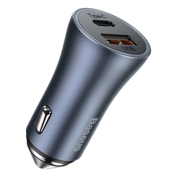 Baseus Golden Contactor Pro fast car charger USB Type C / USB 40 W Power Delivery 3.0 Quick Charge 4 + SCP FCP AFC gray (CCJD-0G)eng