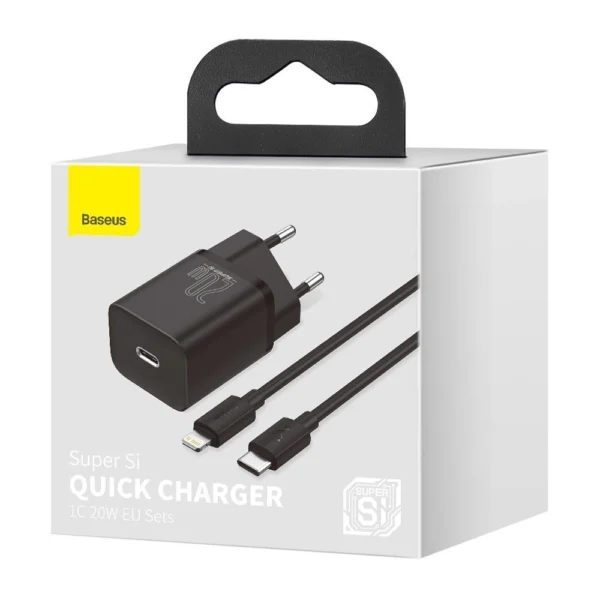Baseus Super Si 1C fast charger USB Type C 20W Power Delivery + USB Type C - Lightning cable 1m black (TZCCSUP-B01)eng
