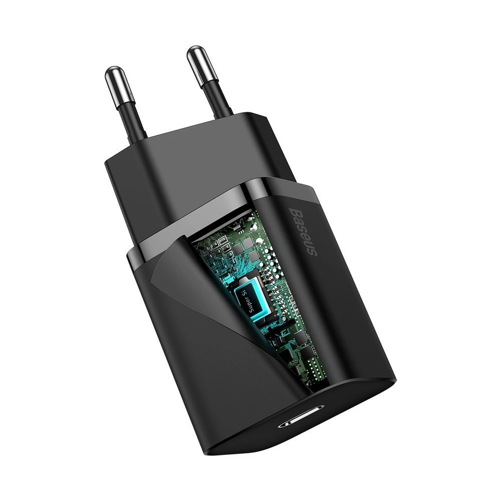 Baseus Super Si 1C fast charger USB Type C 20W Power Delivery + USB Type C - Lightning cable 1m black (TZCCSUP-B01)eng