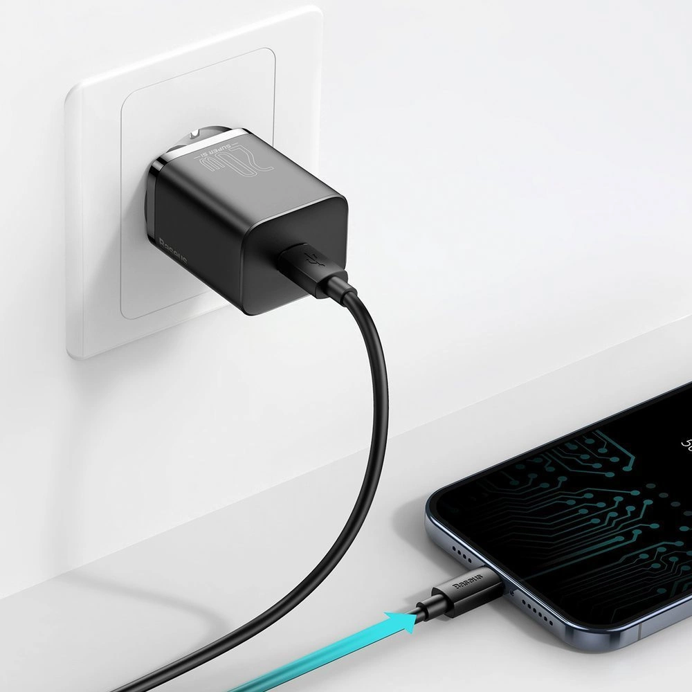 Baseus Super Si 1C fast charger USB Type C 20W Power Delivery + USB Type C - Lightning cable 1m black (TZCCSUP-B01)eng