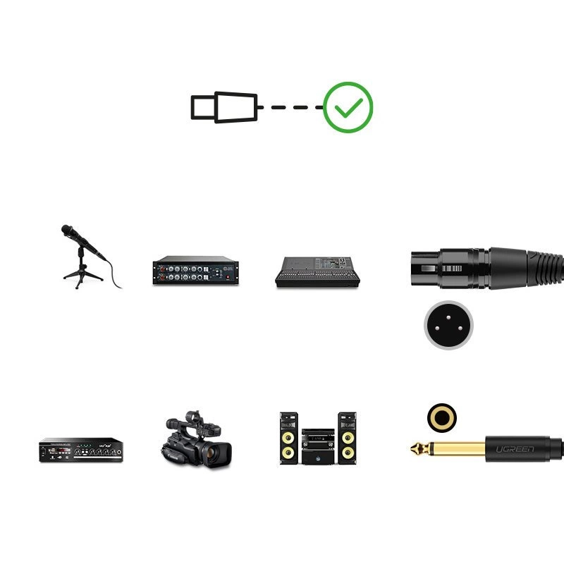 Ugreen audio cable microphone cable XLR (female) - 6.35 mm jack (male) 2 m black (20719 AV131)eng