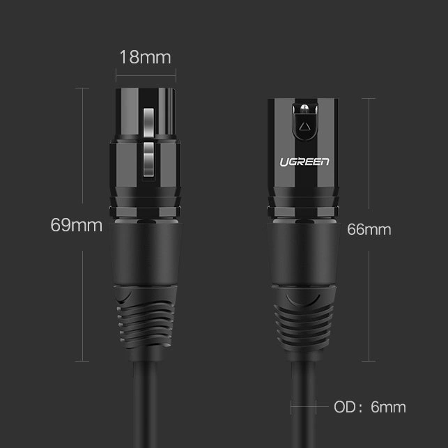 Ugreen AV130 66717 audio XLR (female) - XLR (male) cable for microphone / amplifier 2m - blackeng
