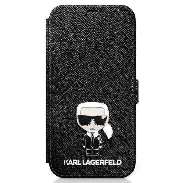 Karl Lagerfeld KLFLBKP12SIKMSBK iPhone 12 mini 5,4" czarny/black book Saffiano Ikonik Metaleng