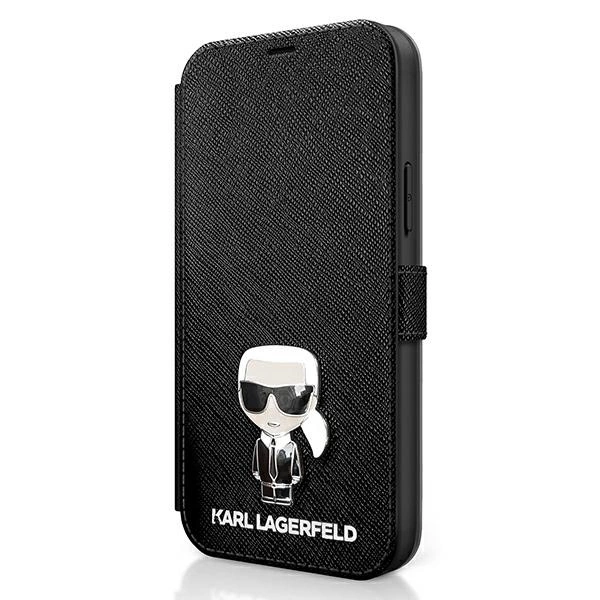 Karl Lagerfeld KLFLBKP12SIKMSBK iPhone 12 mini 5,4" czarny/black book Saffiano Ikonik Metaleng
