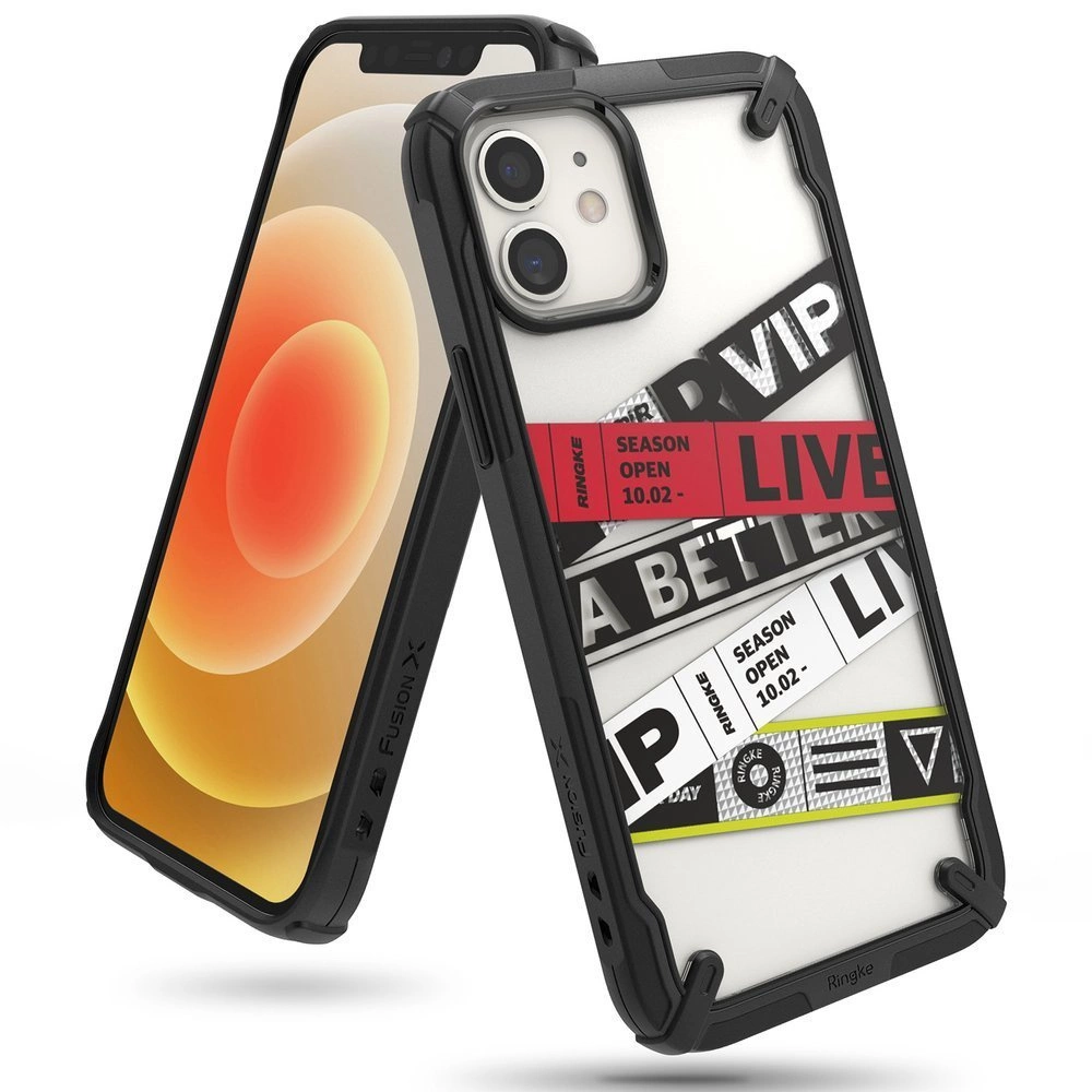 Ringke Fusion X Design durable PC Case with TPU Bumper for iPhone 12 mini black (Ticket band) (XDAP0019)eng
