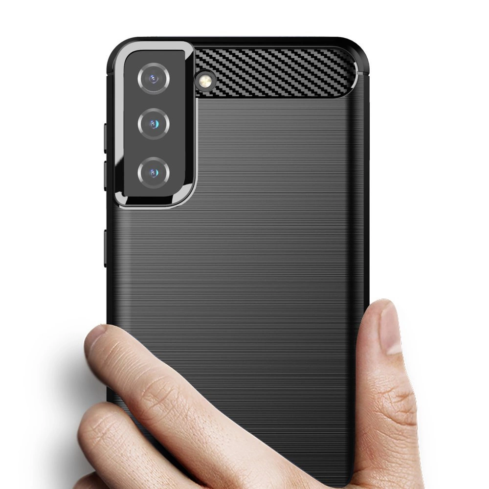 Carbon Case Flexible Cover TPU Case for Samsung Galaxy S21+ 5G (S21 Plus 5G) blackeng