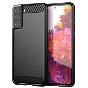 Carbon Case Flexible Cover TPU Case for Samsung Galaxy S21+ 5G (S21 Plus 5G) blackeng