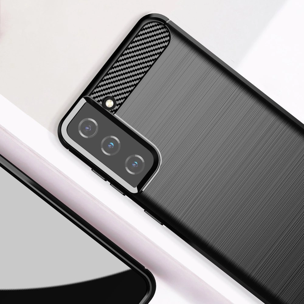 Carbon Case Flexible Cover TPU Case for Samsung Galaxy S21+ 5G (S21 Plus 5G) blackeng