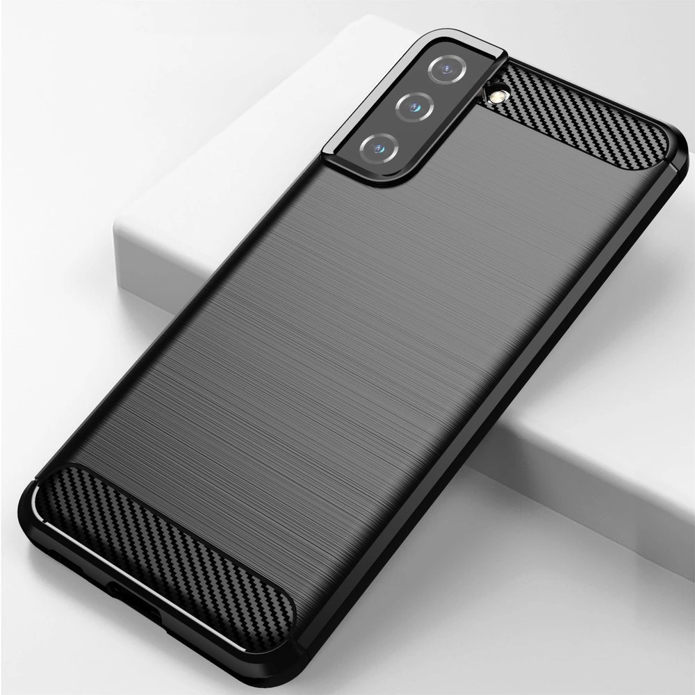 Carbon Case Flexible Cover TPU Case for Samsung Galaxy S21+ 5G (S21 Plus 5G) blackeng