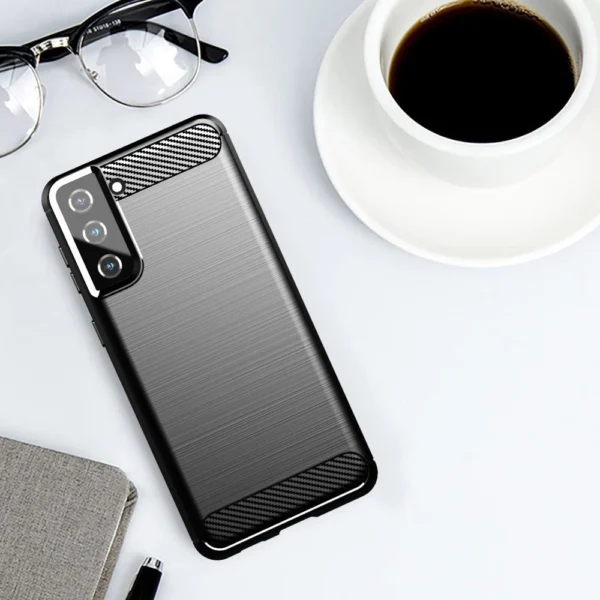 Carbon Case Flexible Cover TPU Case for Samsung Galaxy S21+ 5G (S21 Plus 5G) blueeng