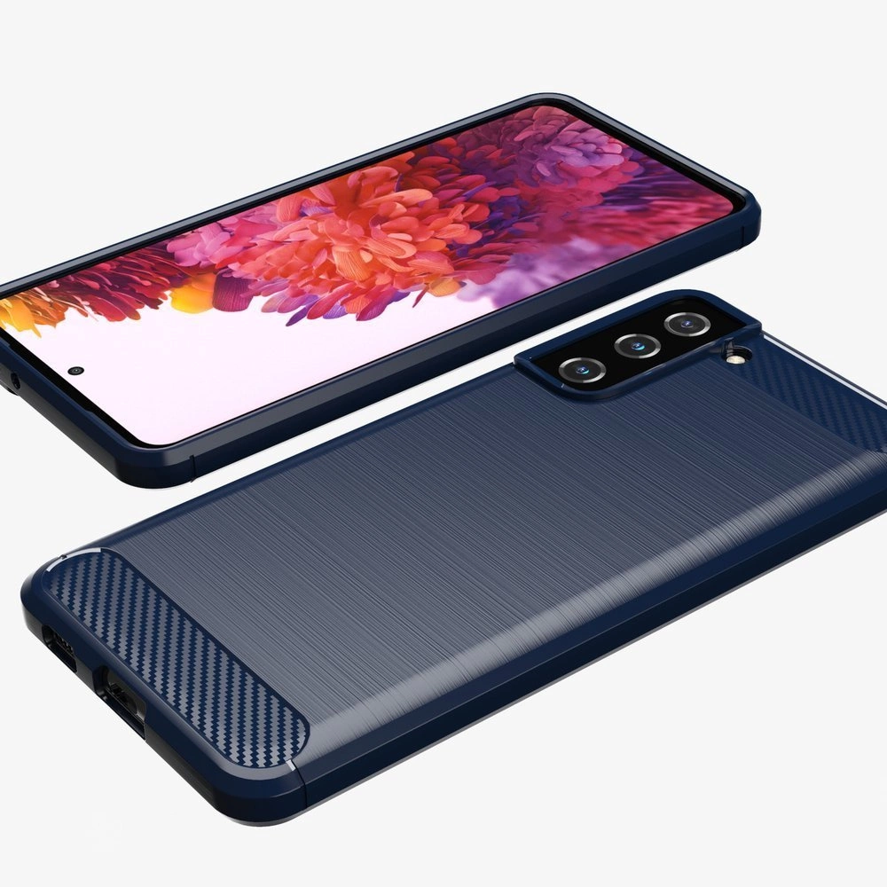 Carbon Case Flexible Cover TPU Case for Samsung Galaxy S21+ 5G (S21 Plus 5G) blueeng