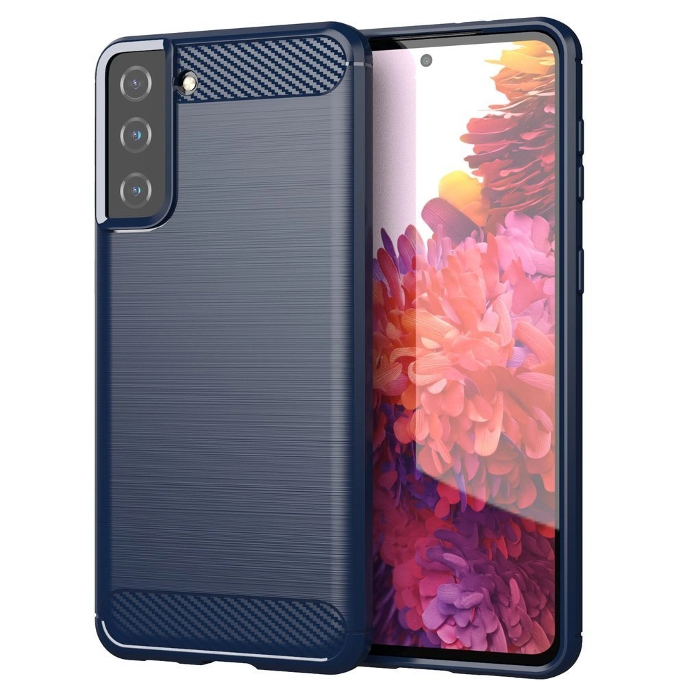 Carbon Case Flexible Cover TPU Case for Samsung Galaxy S21+ 5G (S21 Plus 5G) blueeng